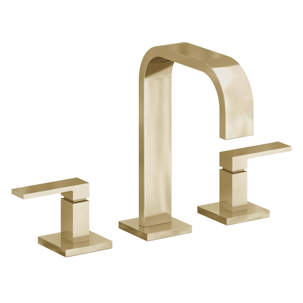 California Faucets Terra Mar 8" Llave de Lavabo de 3 Orificios para Cubierta, con Dos Manerales - Latón Pulido