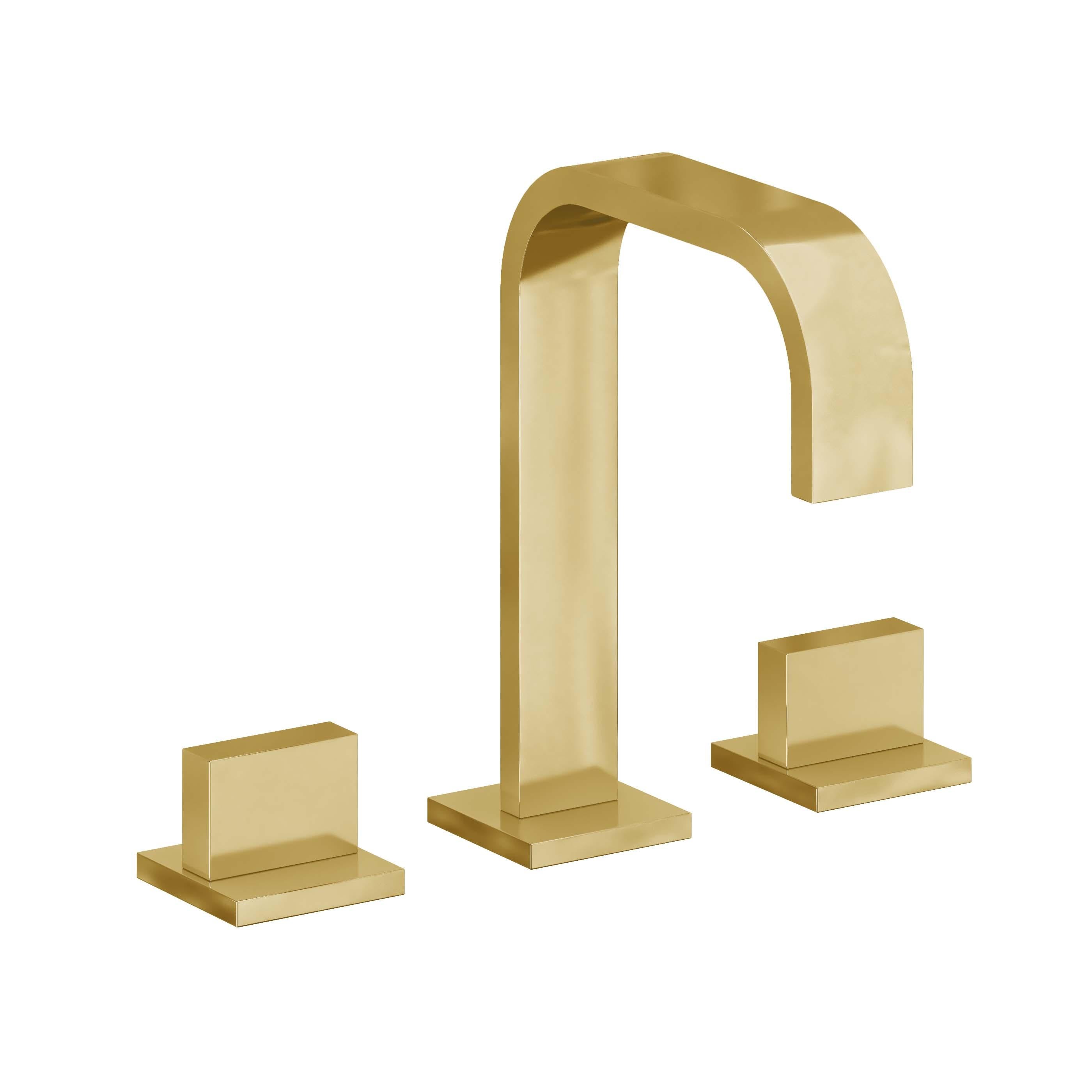 California Faucets Terra Mar 8" Llave de Lavabo de 3 Orificios para Cubierta, con Dos Manerales - Oro Pulido de por Vida