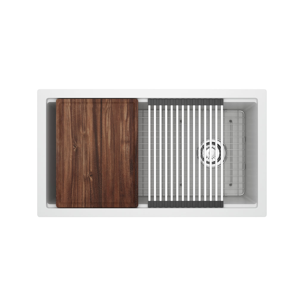 Rohl Fonsa Tarja Workstation de Cuarzo con Accesorios 33" - Blanco