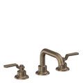 California Faucets Descanso Works 8" Llave de Lavabo de 3 Orificios para Cubierta, con Dos Manerales - Pico Quad Bajo - Latón Antiguo Mate