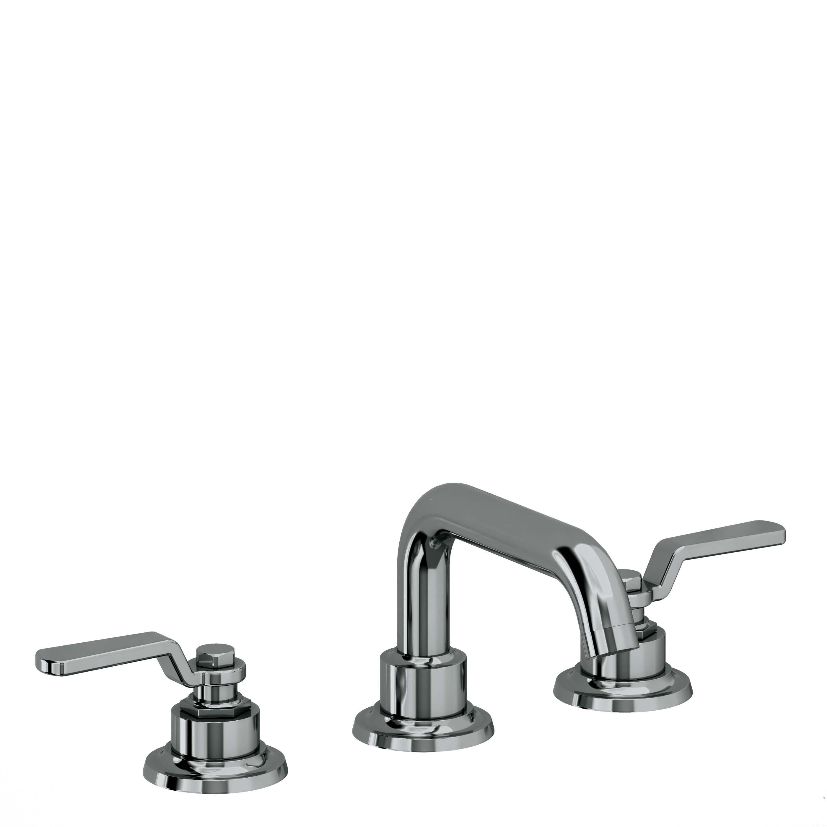 California Faucets Descanso Works 8" Llave de Lavabo de 3 Orificios para Cubierta, con Dos Manerales - Pico Quad Bajo - Níquel Negro