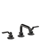 California Faucets Descanso Works 8" Llave de Lavabo de 3 Orificios para Cubierta, con Dos Manerales - Pico Quad Bajo - Negro Mate
