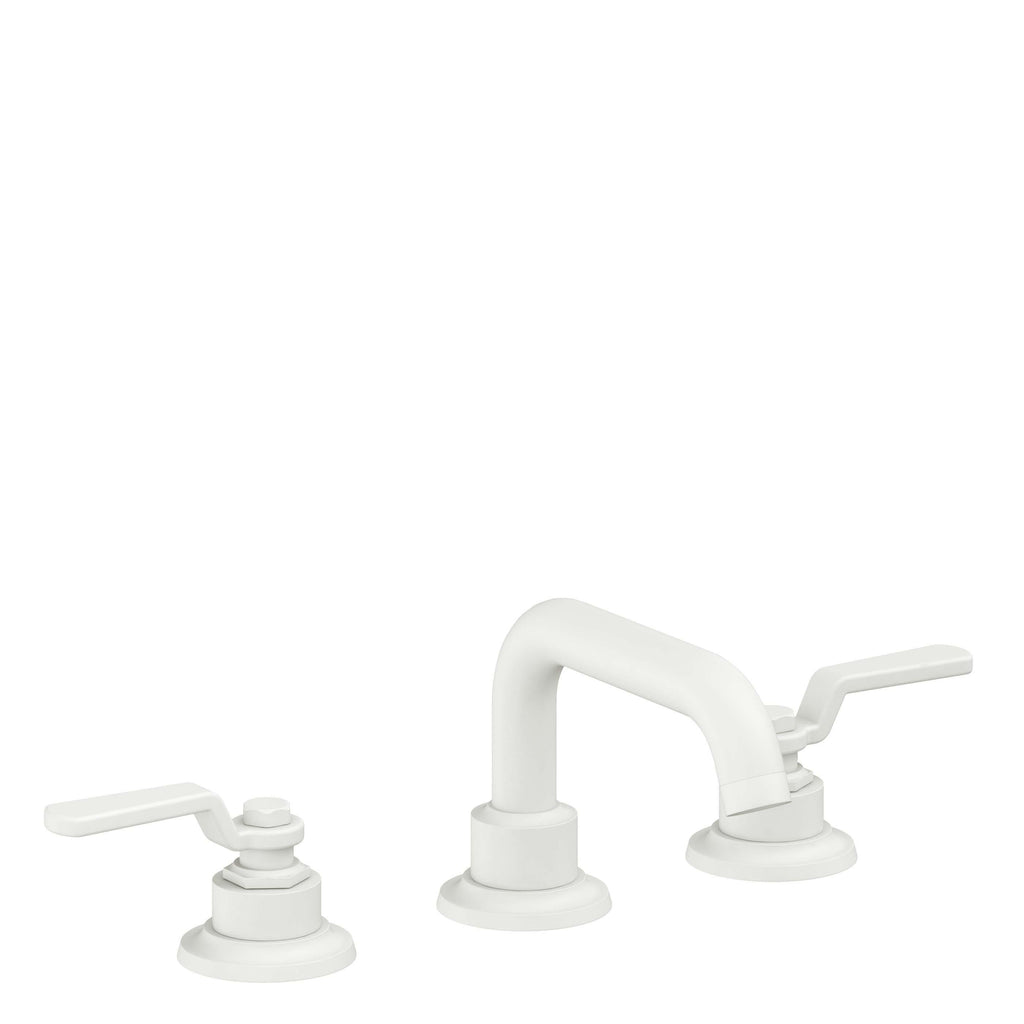 California Faucets Descanso Works 8" Llave de Lavabo de 3 Orificios para Cubierta, con Dos Manerales - Pico Quad Bajo - Blanco Mate