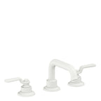 California Faucets Descanso Works 8" Llave de Lavabo de 3 Orificios para Cubierta, con Dos Manerales - Pico Quad Bajo - Blanco Mate