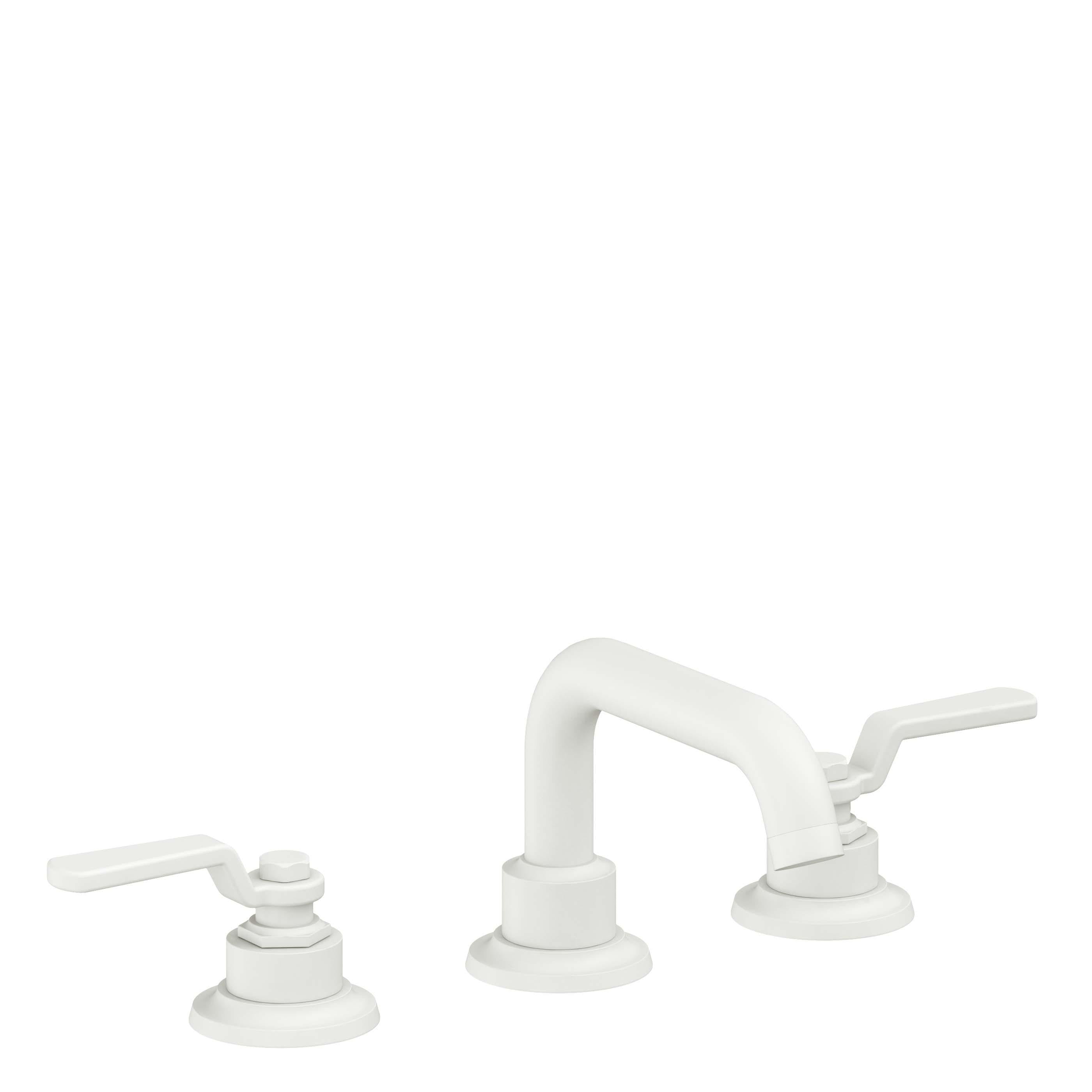 California Faucets Descanso Works 8" Llave de Lavabo de 3 Orificios para Cubierta, con Dos Manerales - Pico Quad Bajo - Blanco Mate