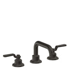 California Faucets Descanso Works 8" Llave de Lavabo de 3 Orificios para Cubierta, con Dos Manerales - Pico Quad Bajo - Bronce Oscuro