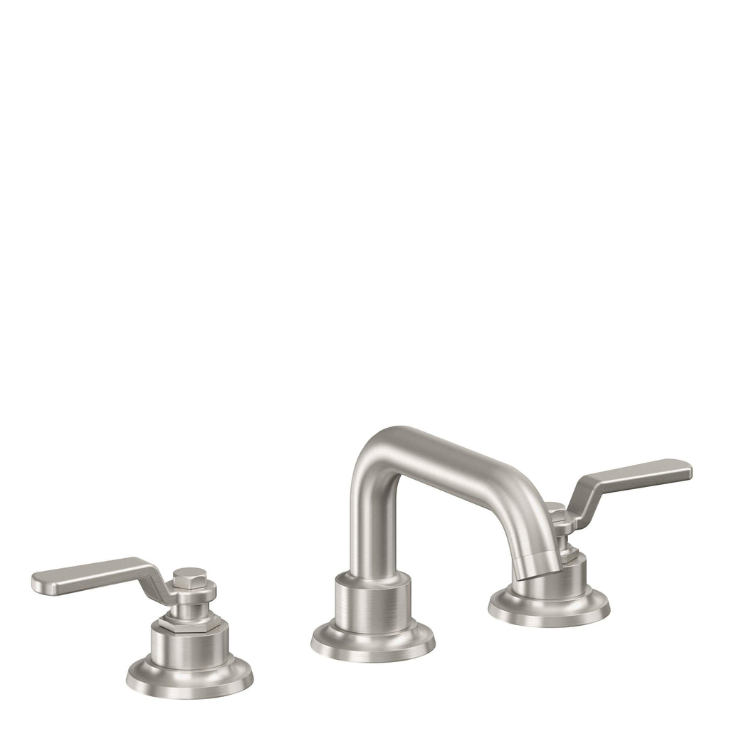 California Faucets Descanso Works 8" Llave de Lavabo de 3 Orificios para Cubierta, con Dos Manerales - Pico Quad Bajo - Acero Inoxidable Ultra