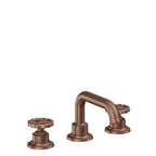 California Faucets Descanso Works 8" Llave de Lavabo de 3 Orificios para Cubierta, con Dos Manerales - Pico Quad Bajo - Cobre Antiguo Mate