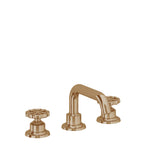 California Faucets Descanso Works 8" Llave de Lavabo de 3 Orificios para Cubierta, con Dos Manerales - Pico Quad Bajo - Latón Bruñido