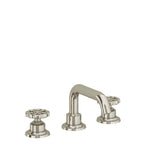 California Faucets Descanso Works 8" Llave de Lavabo de 3 Orificios para Cubierta, con Dos Manerales - Pico Quad Bajo - Níquel Bruñido