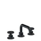California Faucets Descanso Works 8" Llave de Lavabo de 3 Orificios para Cubierta, con Dos Manerales - Pico Quad Bajo - Carbón