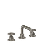 California Faucets Descanso Works 8" Llave de Lavabo de 3 Orificios para Cubierta, con Dos Manerales - Pico Quad Bajo - Grafito
