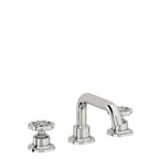 California Faucets Descanso Works 8" Llave de Lavabo de 3 Orificios para Cubierta, con Dos Manerales - Pico Quad Bajo - Cromo Pulido