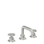 California Faucets Descanso Works 8" Llave de Lavabo de 3 Orificios para Cubierta, con Dos Manerales - Pico Quad Bajo - Cromo Satinado