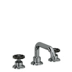 California Faucets Descanso Works 8" Llave de Lavabo de 3 Orificios para Cubierta, con Dos Manerales - Pico Quad Bajo - Níquel Negro