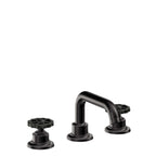 California Faucets Descanso Works 8" Llave de Lavabo de 3 Orificios para Cubierta, con Dos Manerales - Pico Quad Bajo - Negro Mate