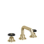 California Faucets Descanso Works 8" Llave de Lavabo de 3 Orificios para Cubierta, con Dos Manerales - Pico Quad Bajo - Latón Pulido