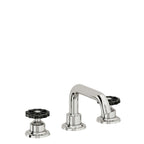 California Faucets Descanso Works 8" Llave de Lavabo de 3 Orificios para Cubierta, con Dos Manerales - Pico Quad Bajo - Cromo Pulido