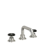 California Faucets Descanso Works 8" Llave de Lavabo de 3 Orificios para Cubierta, con Dos Manerales - Pico Quad Bajo - Níquel Pulido