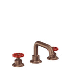 California Faucets Descanso Works 8" Llave de Lavabo de 3 Orificios para Cubierta, con Dos Manerales - Pico Quad Bajo - Cobre Antiguo Mate