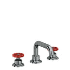 California Faucets Descanso Works 8" Llave de Lavabo de 3 Orificios para Cubierta, con Dos Manerales - Pico Quad Bajo - Níquel Negro
