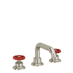 California Faucets Descanso Works 8" Llave de Lavabo de 3 Orificios para Cubierta, con Dos Manerales - Pico Quad Bajo - Níquel Bruñido