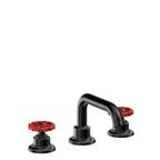California Faucets Descanso Works 8" Llave de Lavabo de 3 Orificios para Cubierta, con Dos Manerales - Pico Quad Bajo - Negro Mate