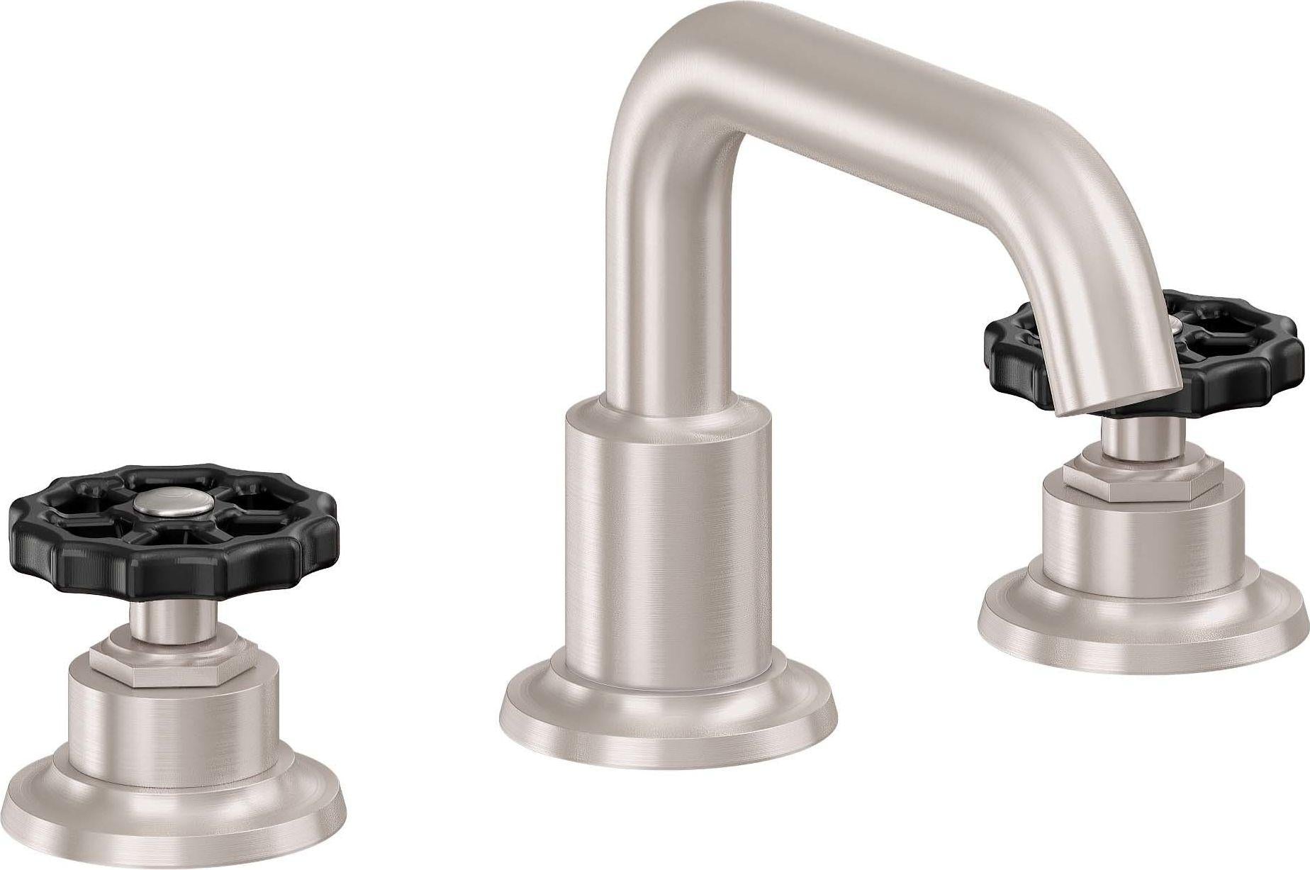 California Faucets Descanso Works Juego Completo para Tina Romana - Pico Quad Bajo - Níquel Satinado