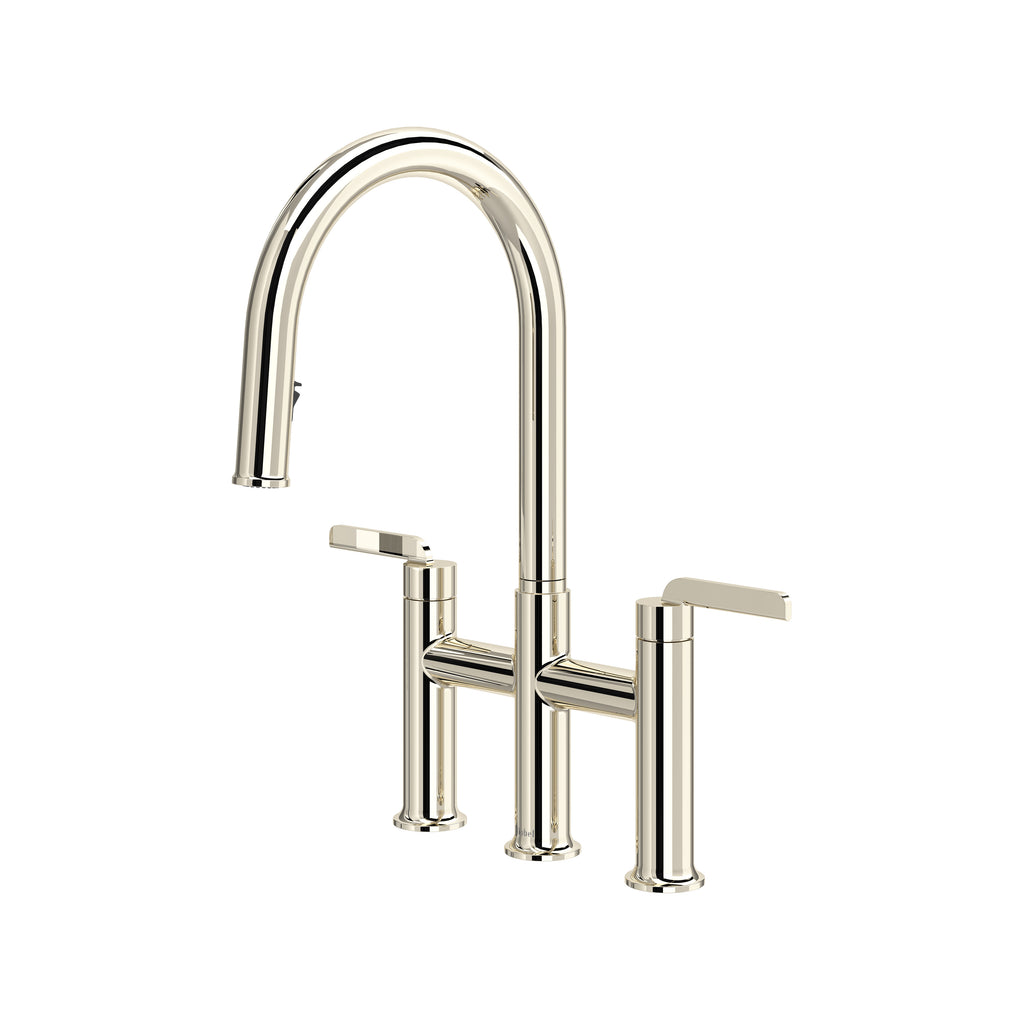 Rohl Authentica Mezcladora de Cocina Tipo Puente Extraíble Surtidor en C - Níquel Pulido