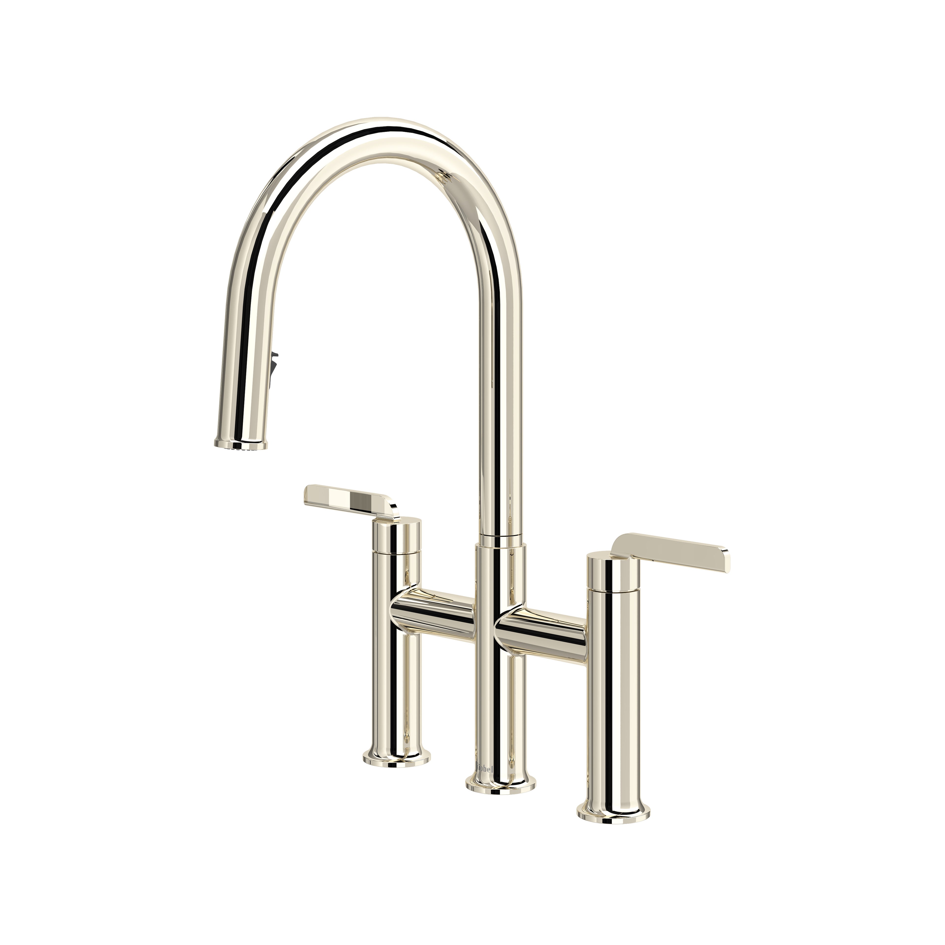 Rohl Authentica Mezcladora de Cocina Tipo Puente Extraíble Surtidor en C - Níquel Pulido