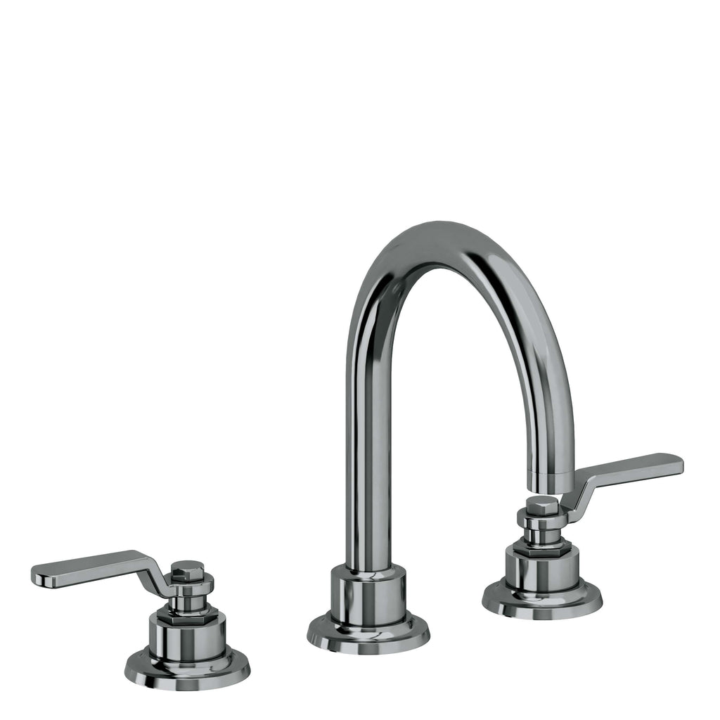California Faucets Descanso Works 8" Llave de Lavabo de 3 Orificios para Cubierta, con Dos Manerales - Pico de Arco - Níquel Negro