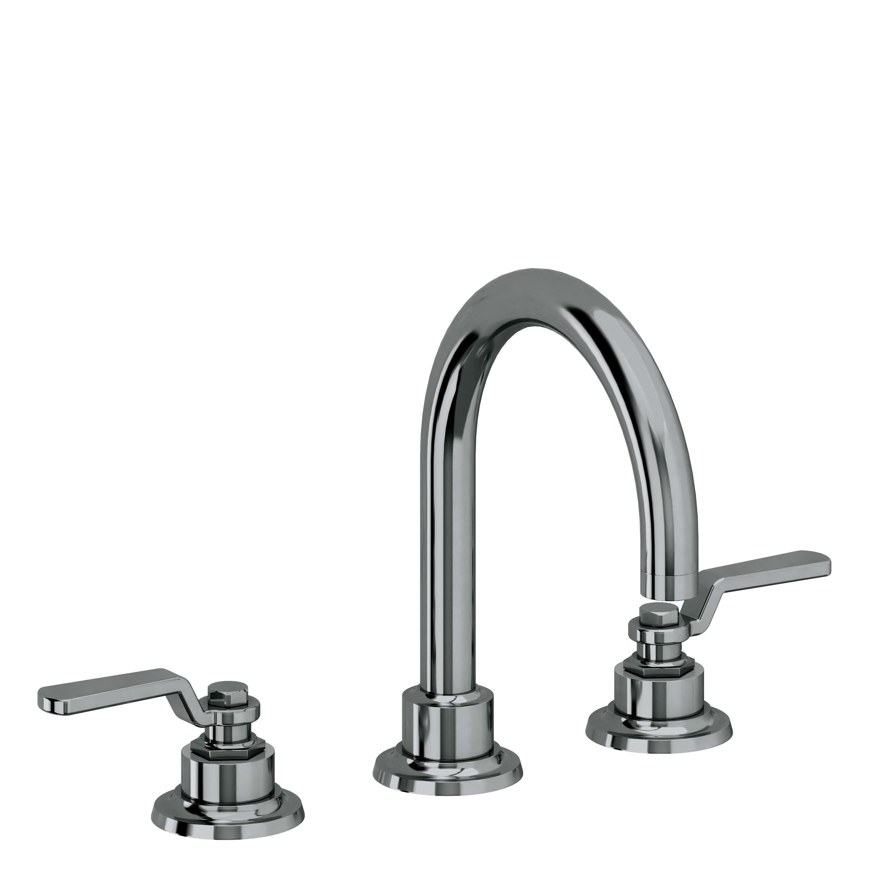 California Faucets Descanso Works 8" Llave de Lavabo de 3 Orificios para Cubierta, con Dos Manerales - Pico de Arco - Níquel Negro
