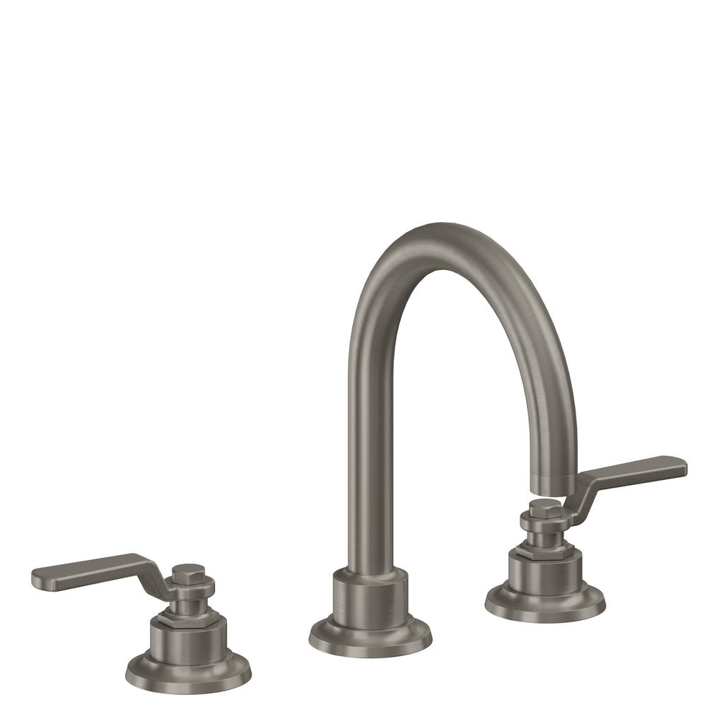 California Faucets Descanso Works 8" Llave de Lavabo de 3 Orificios para Cubierta, con Dos Manerales - Pico de Arco - Grafito
