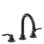 California Faucets Descanso Works 8" Llave de Lavabo de 3 Orificios para Cubierta, con Dos Manerales - Pico de Arco - Negro Mate