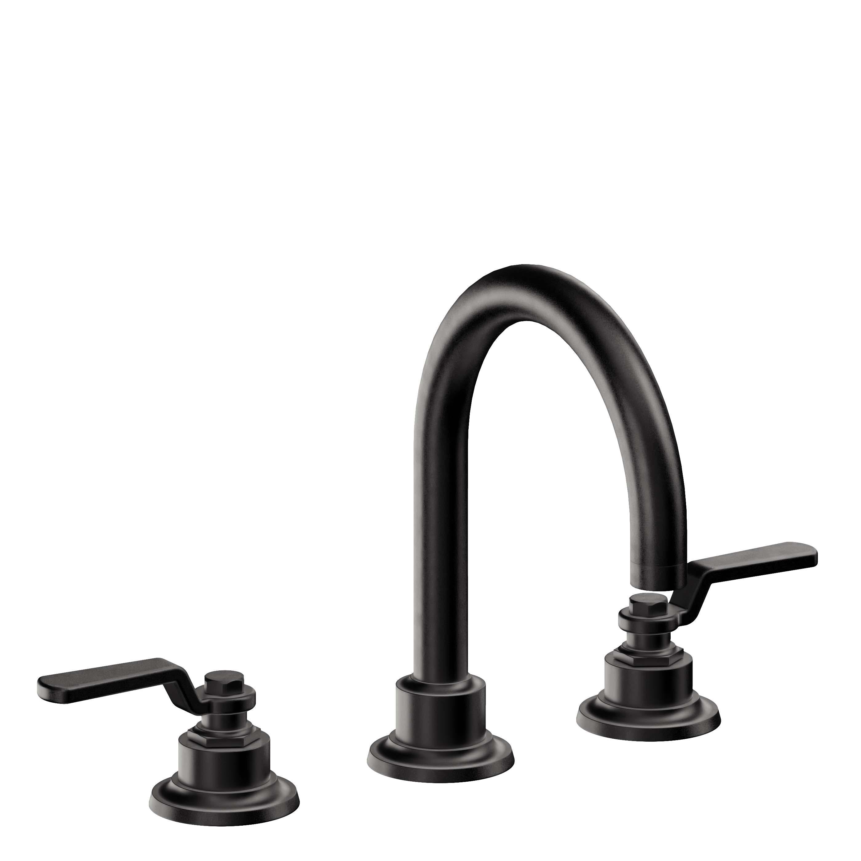 California Faucets Descanso Works 8" Llave de Lavabo de 3 Orificios para Cubierta, con Dos Manerales - Pico de Arco - Negro Mate