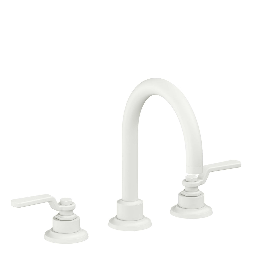 California Faucets Descanso Works 8" Llave de Lavabo de 3 Orificios para Cubierta, con Dos Manerales - Pico de Arco - Blanco Mate