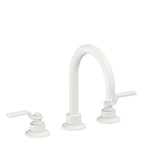California Faucets Descanso Works 8" Llave de Lavabo de 3 Orificios para Cubierta, con Dos Manerales - Pico de Arco - Blanco Mate