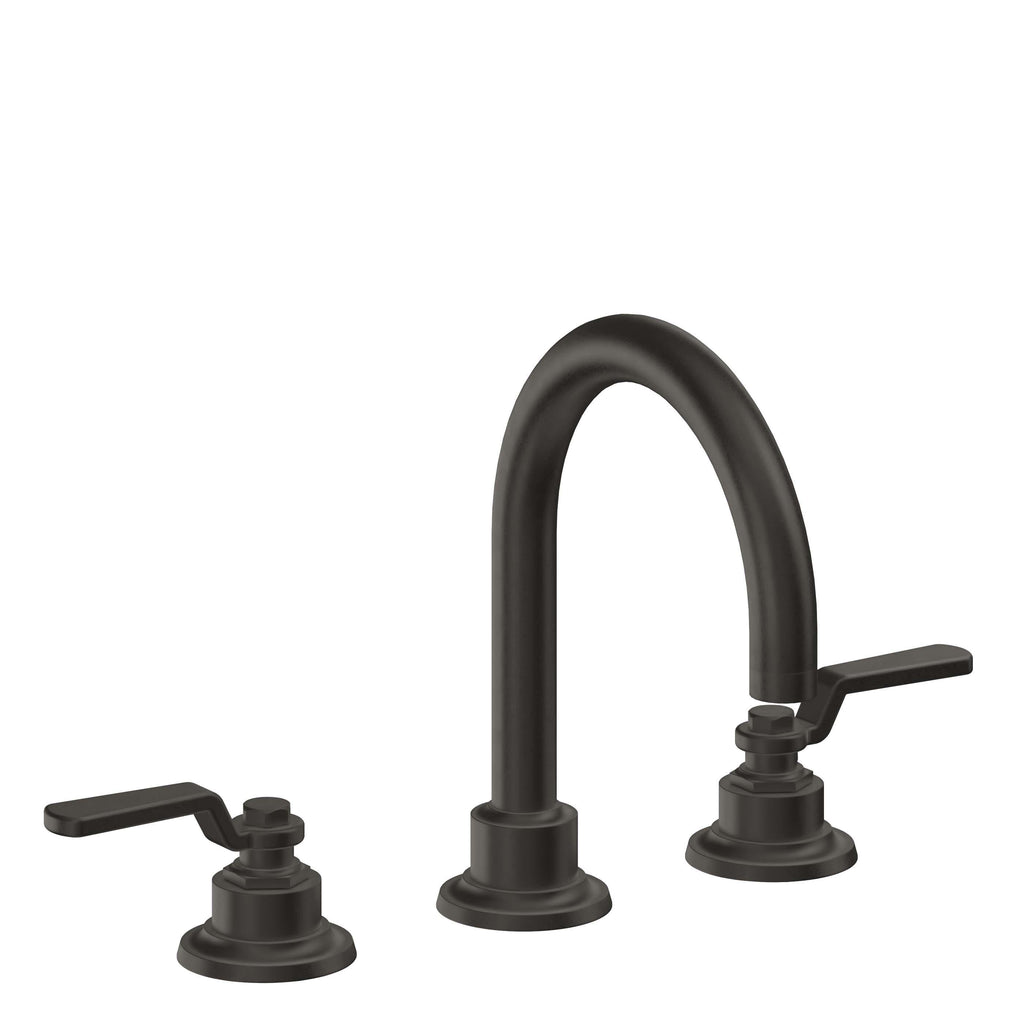 California Faucets Descanso Works 8" Llave de Lavabo de 3 Orificios para Cubierta, con Dos Manerales - Pico de Arco - Bronce Oscuro