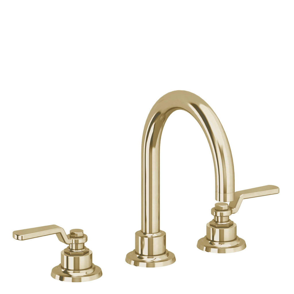 California Faucets Descanso Works 8" Llave de Lavabo de 3 Orificios para Cubierta, con Dos Manerales - Pico de Arco - Latón Pulido