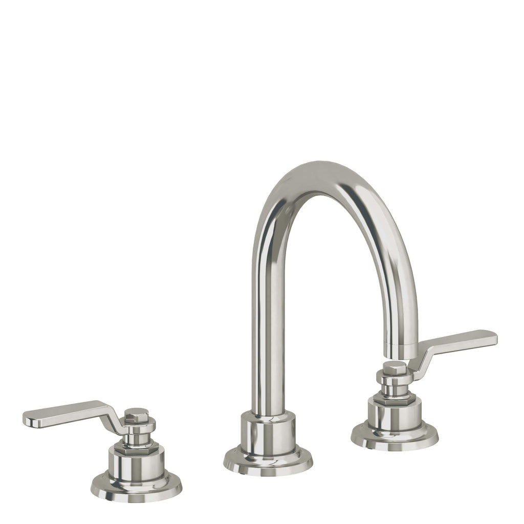 California Faucets Descanso Works 8" Llave de Lavabo de 3 Orificios para Cubierta, con Dos Manerales - Pico de Arco - Níquel Pulido