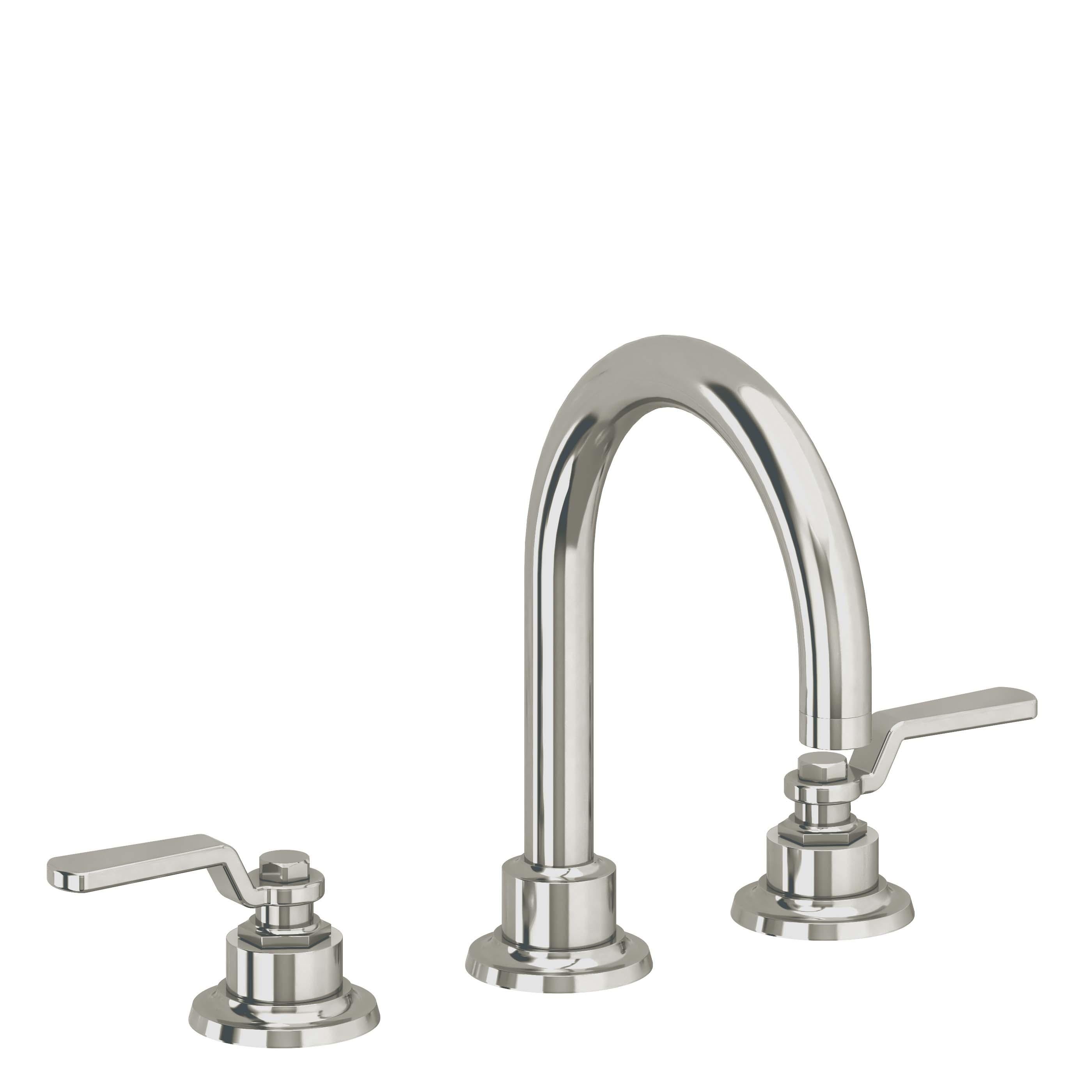California Faucets Descanso Works 8" Llave de Lavabo de 3 Orificios para Cubierta, con Dos Manerales - Pico de Arco - Níquel Pulido
