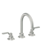 California Faucets Descanso Works 8" Llave de Lavabo de 3 Orificios para Cubierta, con Dos Manerales - Pico de Arco - Cromo Satinado