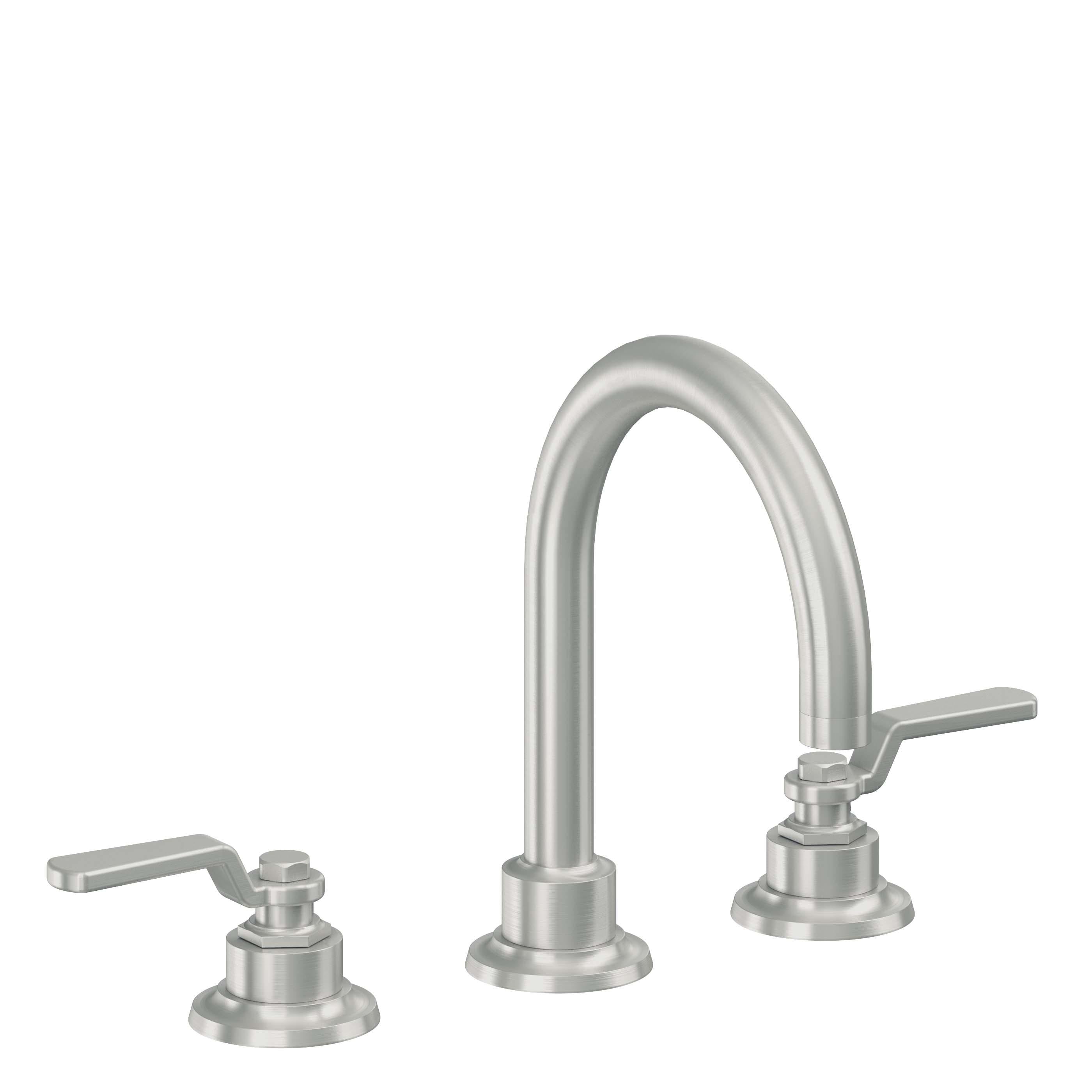 California Faucets Descanso Works 8" Llave de Lavabo de 3 Orificios para Cubierta, con Dos Manerales - Pico de Arco - Cromo Satinado