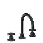 California Faucets Descanso Works 8" Llave de Lavabo de 3 Orificios para Cubierta, con Dos Manerales - Pico de Arco - Carbón