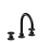 California Faucets Descanso Works 8" Llave de Lavabo de 3 Orificios para Cubierta, con Dos Manerales - Pico de Arco - Negro Mate