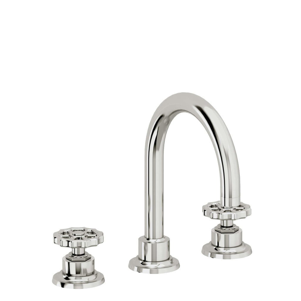 California Faucets Descanso Works 8" Llave de Lavabo de 3 Orificios para Cubierta, con Dos Manerales - Pico de Arco - Cromo Pulido