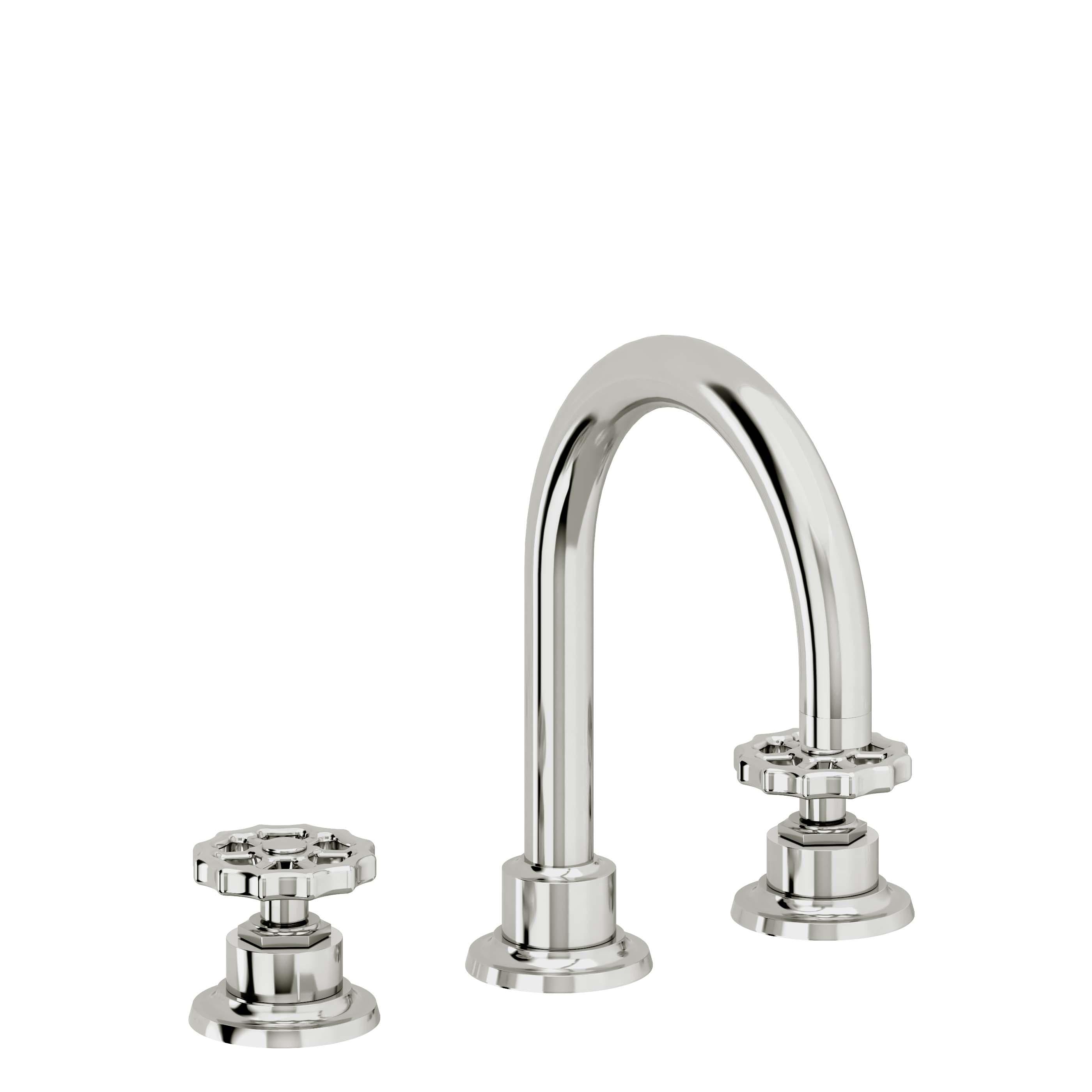 California Faucets Descanso Works 8" Llave de Lavabo de 3 Orificios para Cubierta, con Dos Manerales - Pico de Arco - Cromo Pulido