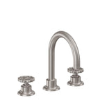 California Faucets Descanso Works 8" Llave de Lavabo de 3 Orificios para Cubierta, con Dos Manerales - Pico de Arco - Níquel Satinado