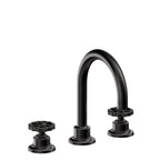 California Faucets Descanso Works 8" Llave de Lavabo de 3 Orificios para Cubierta, con Dos Manerales - Pico de Arco - Negro Mate