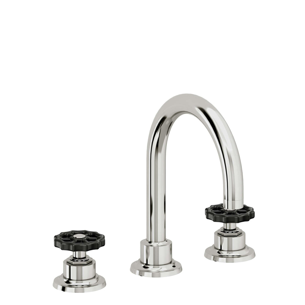California Faucets Descanso Works 8" Llave de Lavabo de 3 Orificios para Cubierta, con Dos Manerales - Pico de Arco - Cromo Pulido